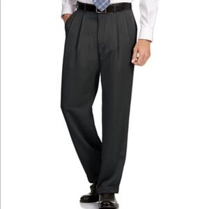 Pleated Dress Pant Trouser Cuffed Black Gray